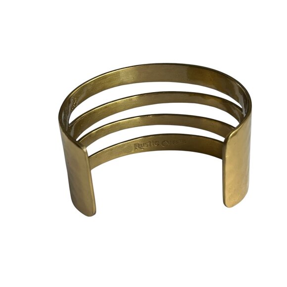 Rustic Cuff Gorgeous Hammered Brass Wide 1.5" Cuff Bracelet - Picture 2 of 2